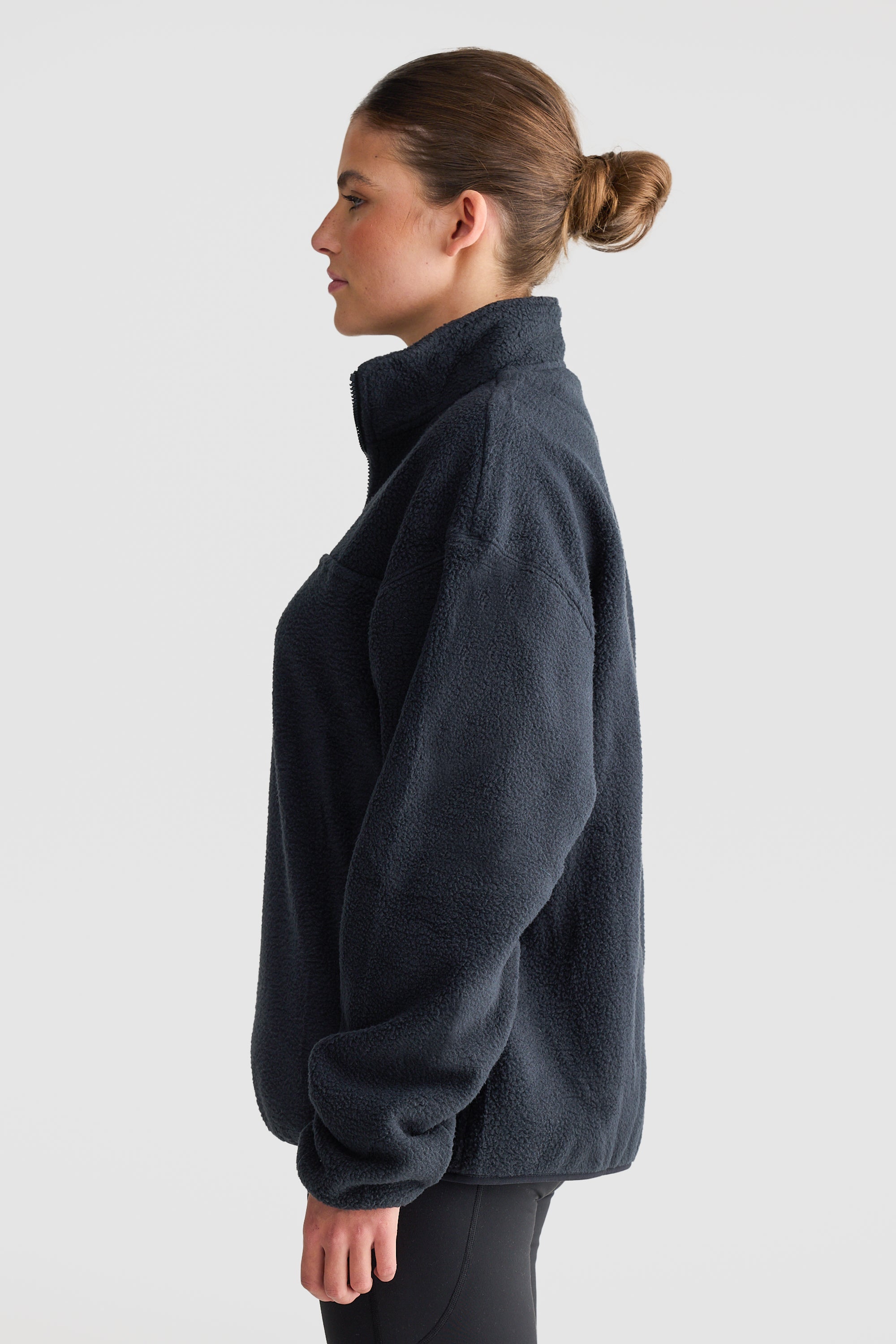 Sherpa Fleece Quarter Zip Unisex | Washed Black