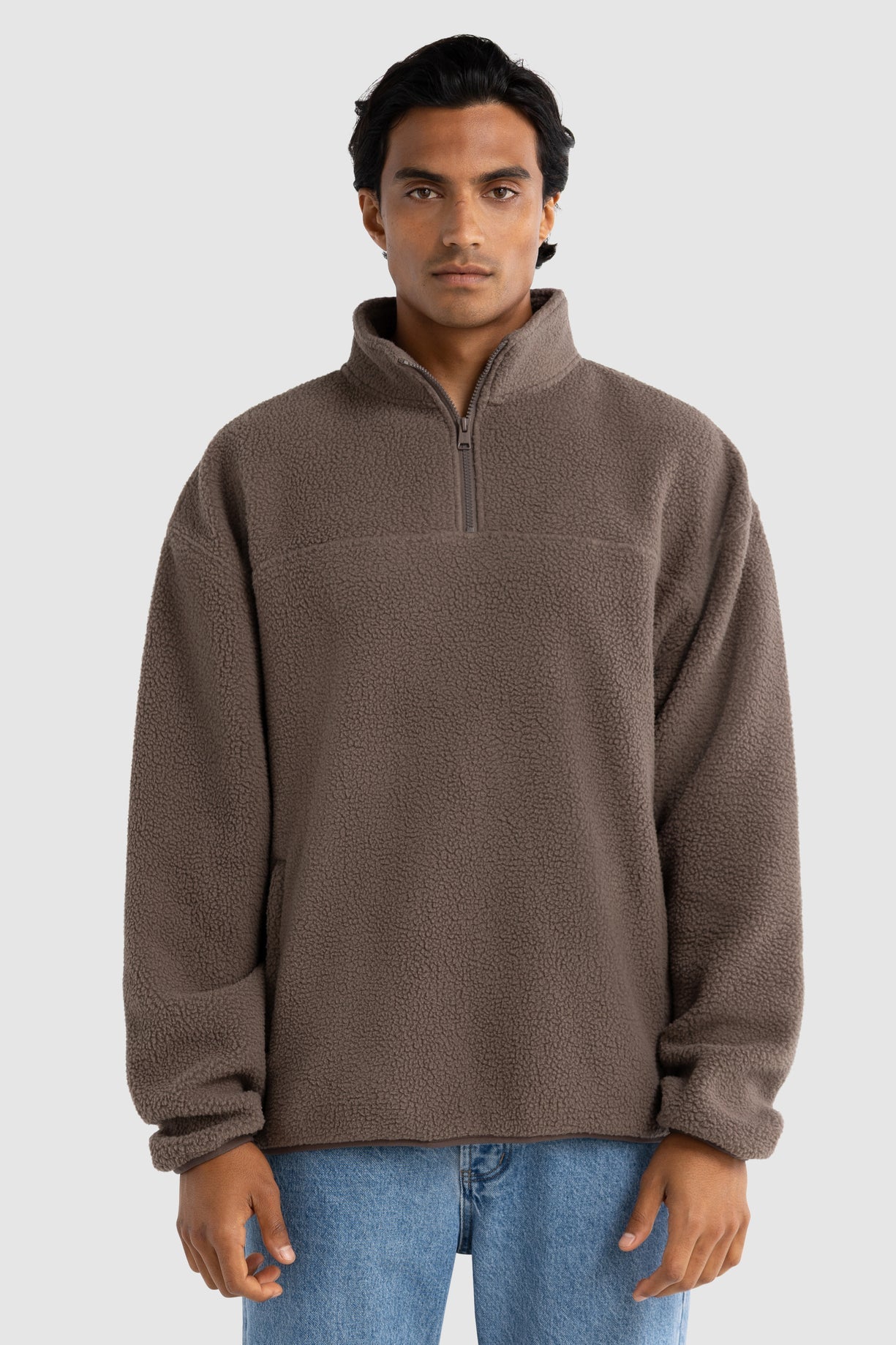 Sherpa Fleece Quarter Zip Unisex | Espresso