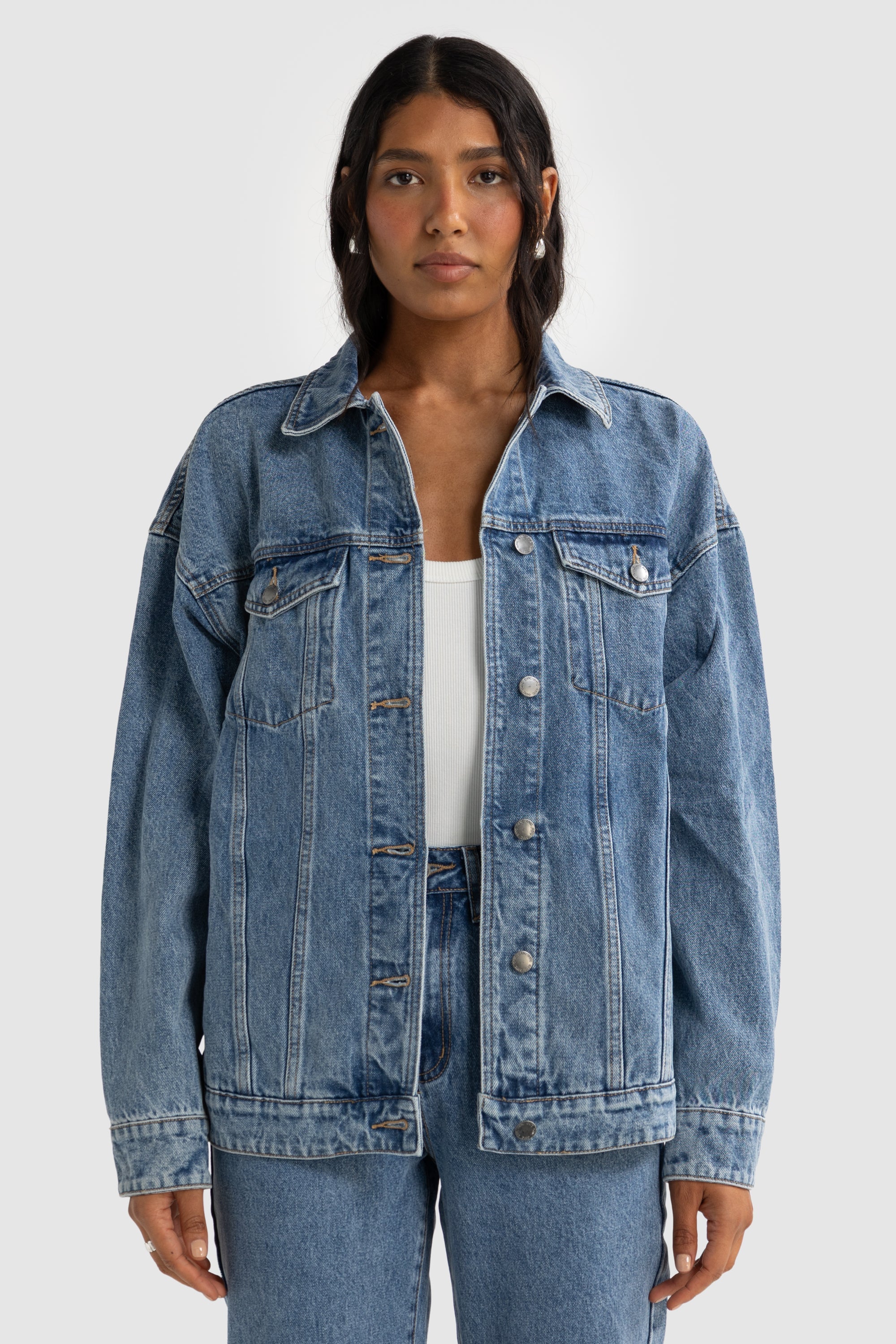 Willow Denim Oversized Jacket | Mid Blue