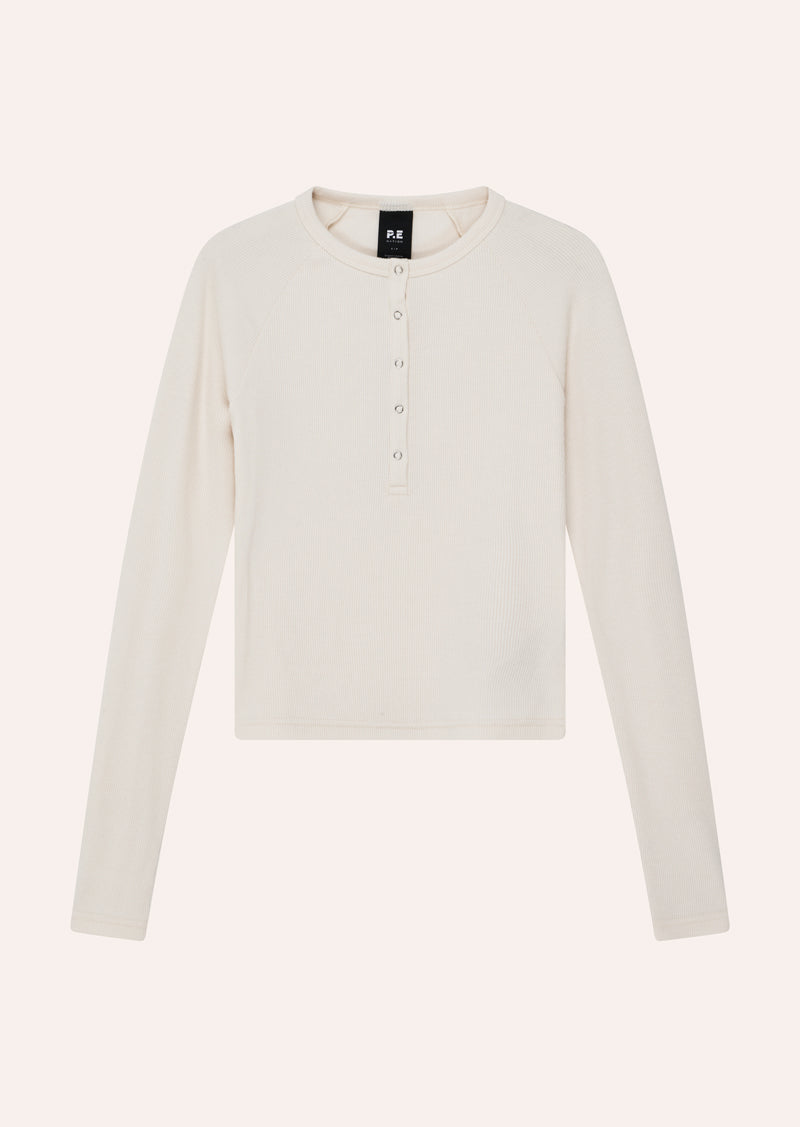 Prive Rib LS Tee | Whisper White