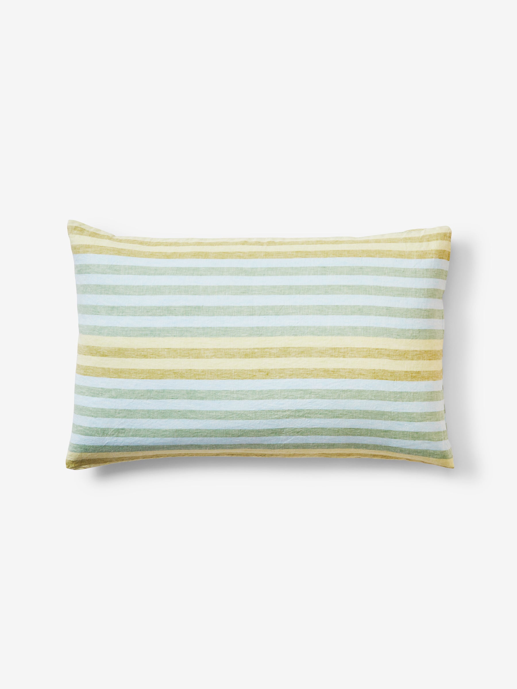 Stripe Blue Green Linen Pillowcases 2P