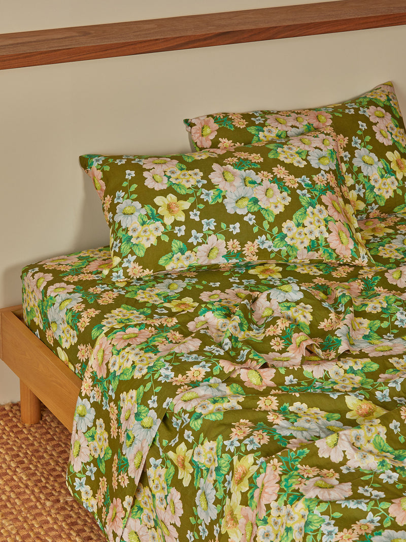 Buttercup Olive Linen Pillowcases 2P