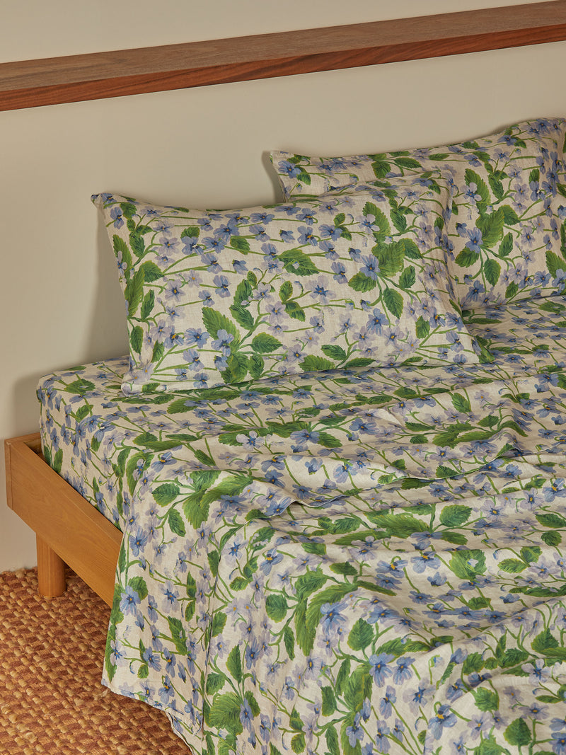 Lilas Blue Linen Pillowcases 2P