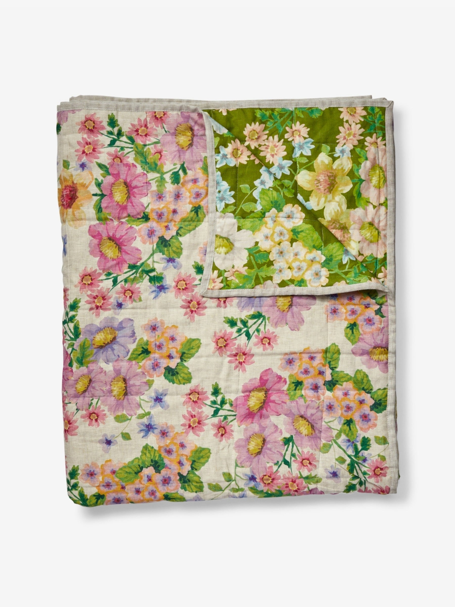 Buttercup Olive Multi Quilted Throw