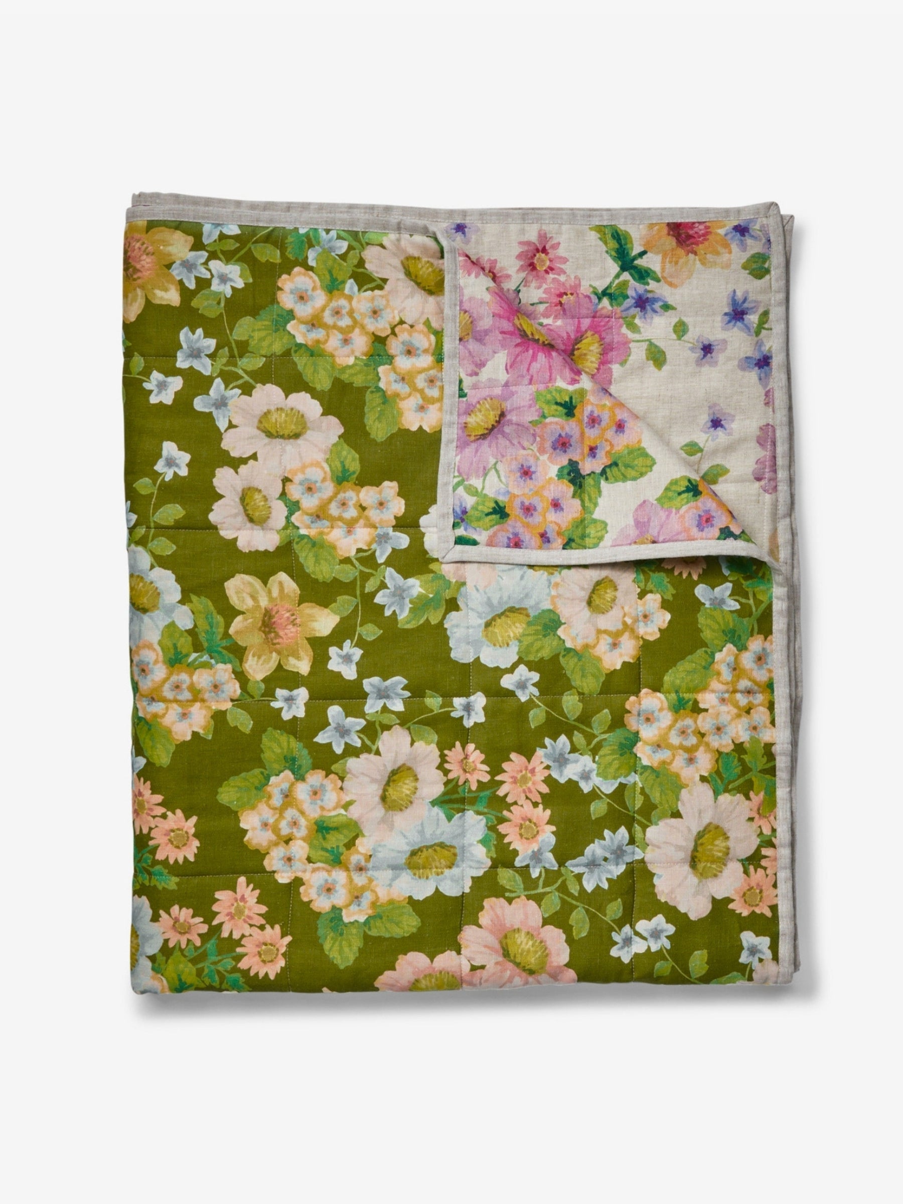 Buttercup Olive Multi Quilted Throw