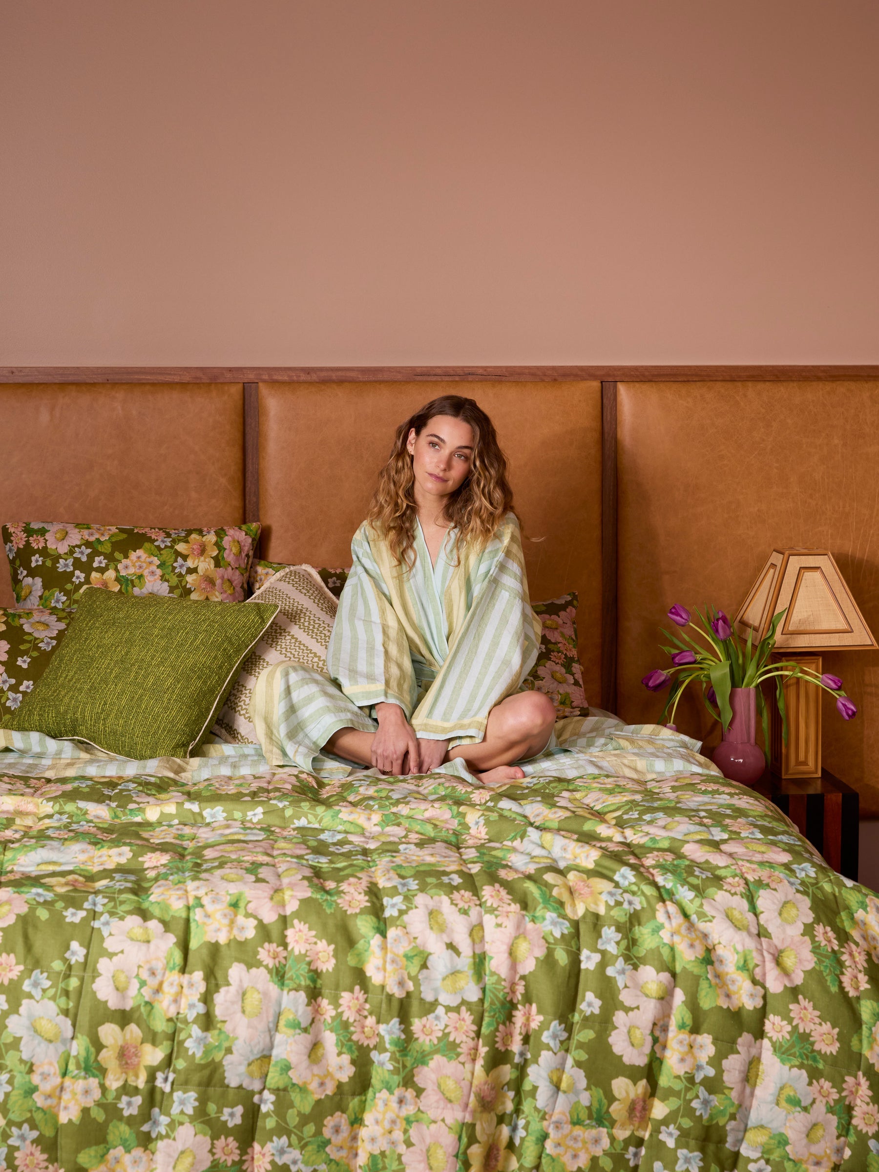 Buttercup Olive Multi Quilted Throw