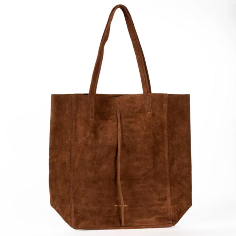 Medium Tote | Suede Dark Camel