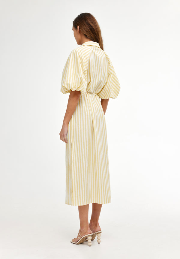Zoya Shirt Dress | Lemon Stripe
