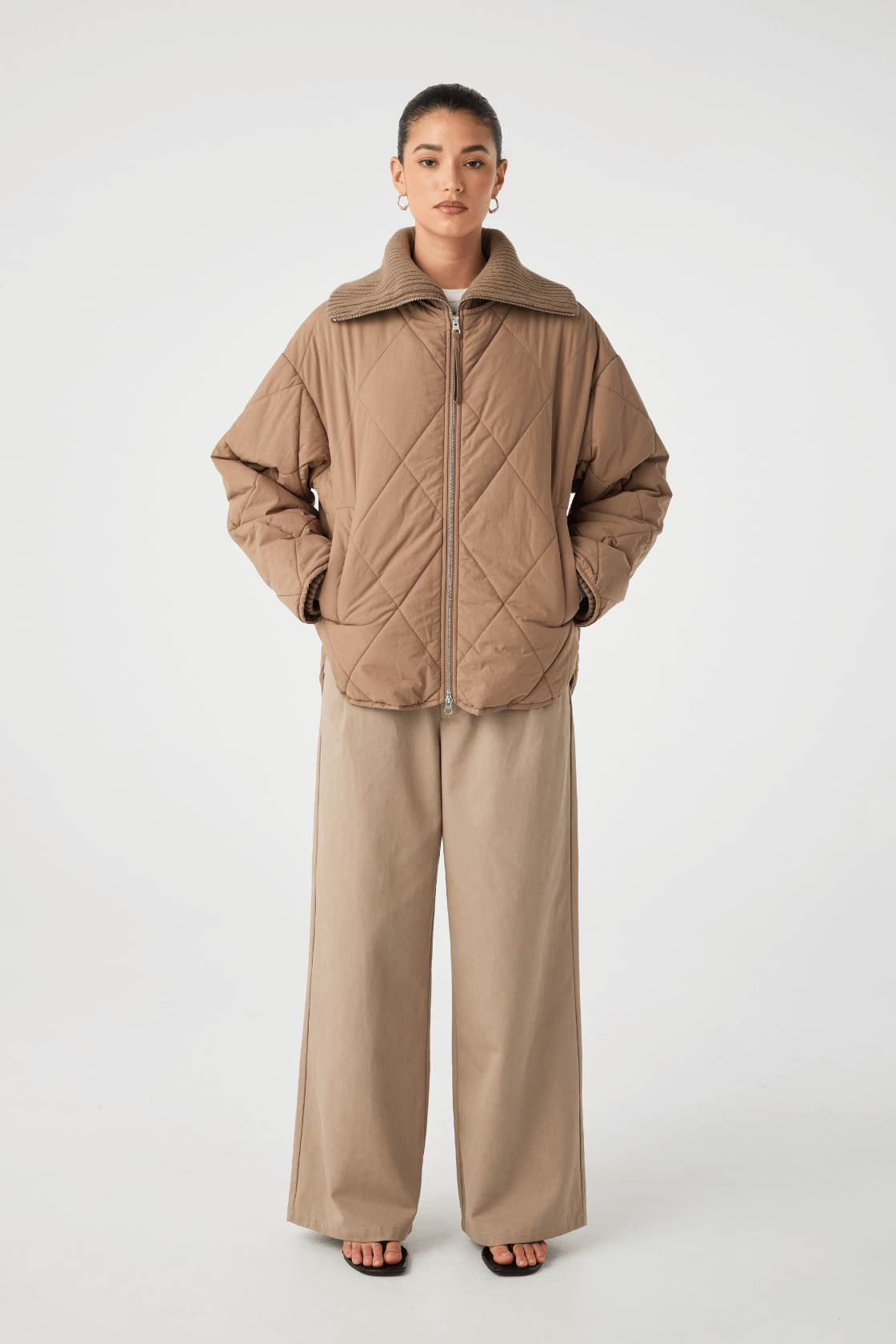 Reece Quilted Jacket | Taupe
