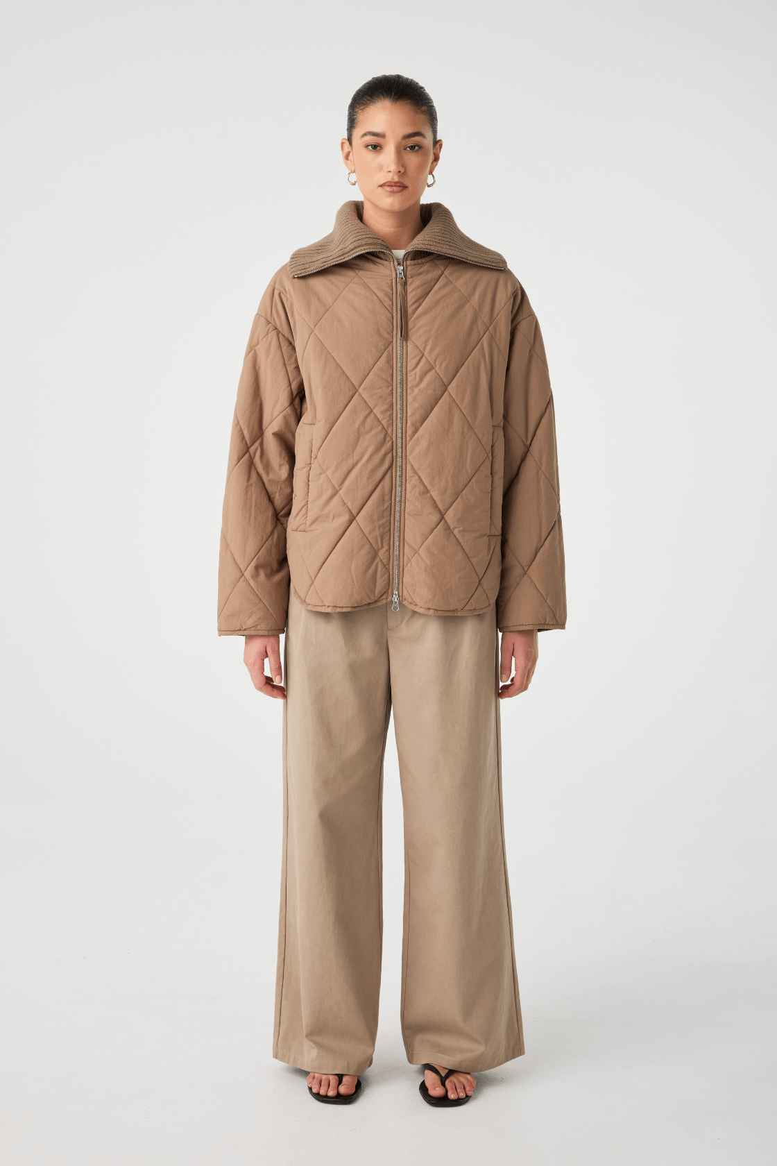 Reece Quilted Jacket | Taupe