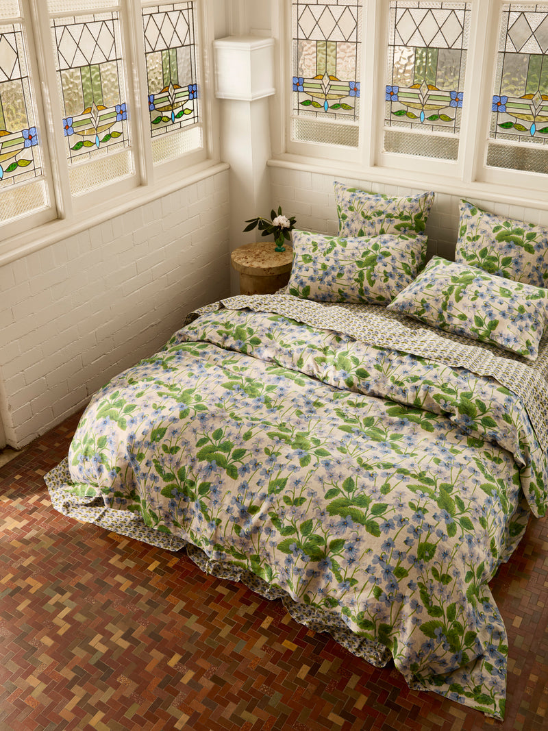 Lilas Blue Linen Pillowcases 2P