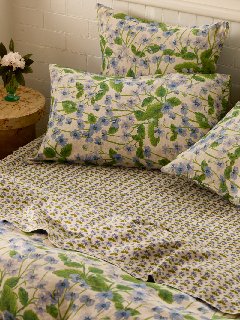 Lilas Blue Linen Pillowcases 2P