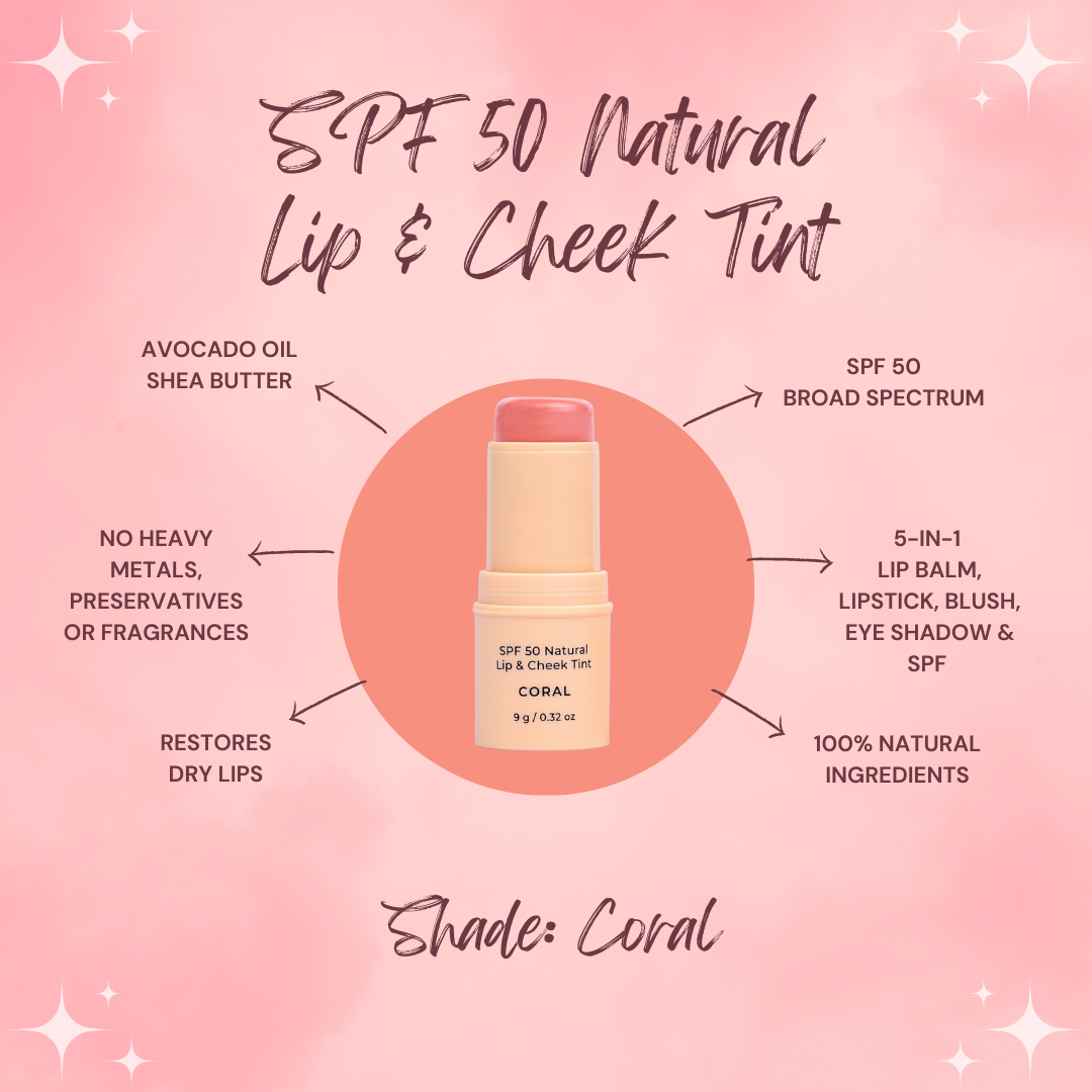 SPF 50 Natural Lip & Cheek Tint | Coral