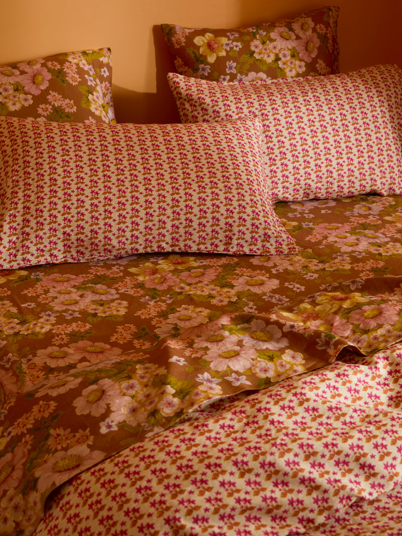 Buttercup Rust Linen Flat Sheet