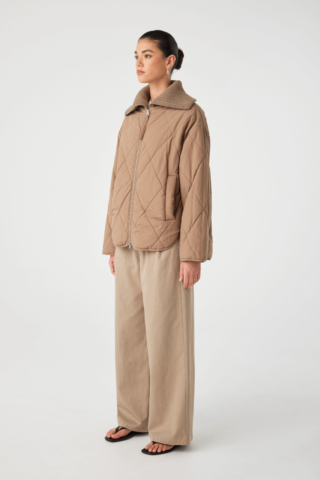 Reece Quilted Jacket | Taupe